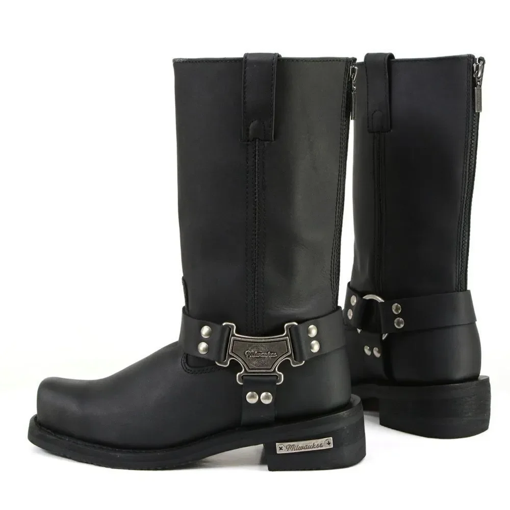 Milwaukee Leather Men's Black Harness Motorcycle Boots - Picture 5 of 11